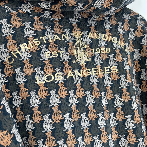Y2k Vintage Christian Audigier Los Angeles Crown Monogram Zip-Up Hoodie Size XL - Picture 4 of 7